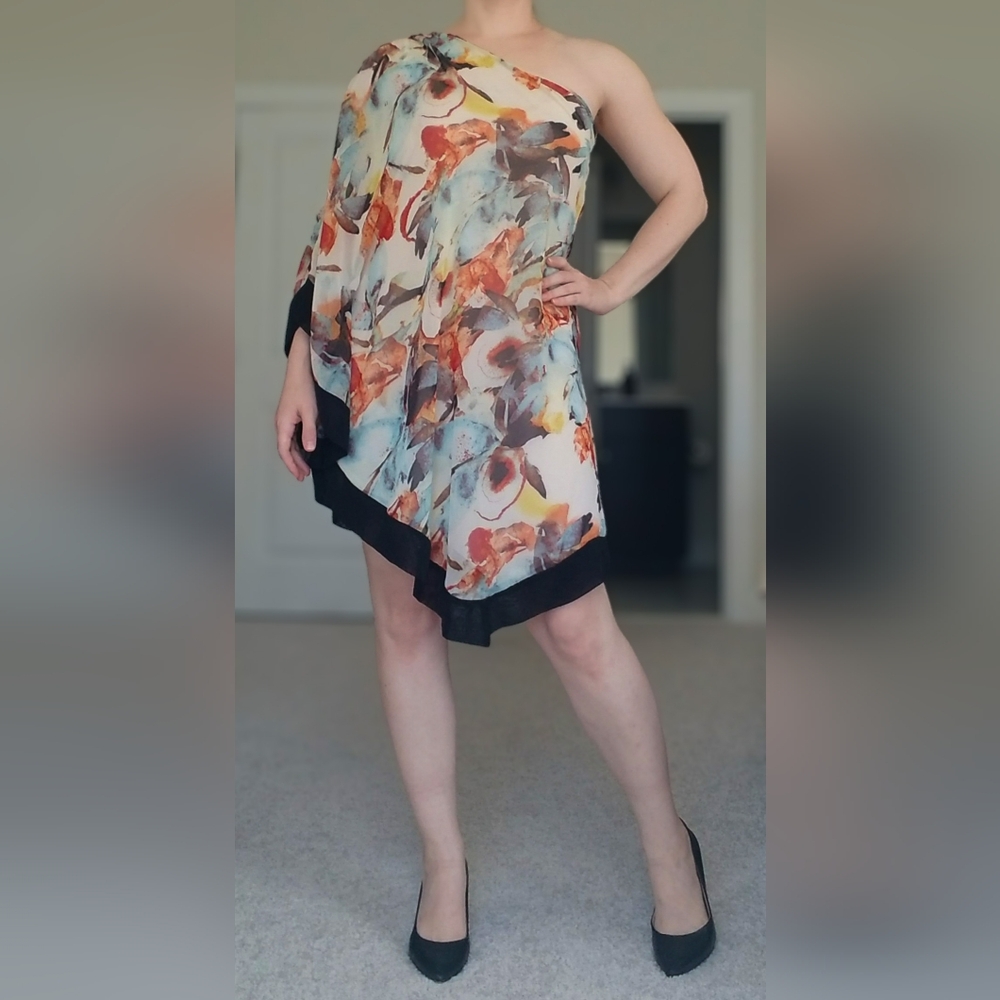 One-Shoulder Floral Dress - Multicolor